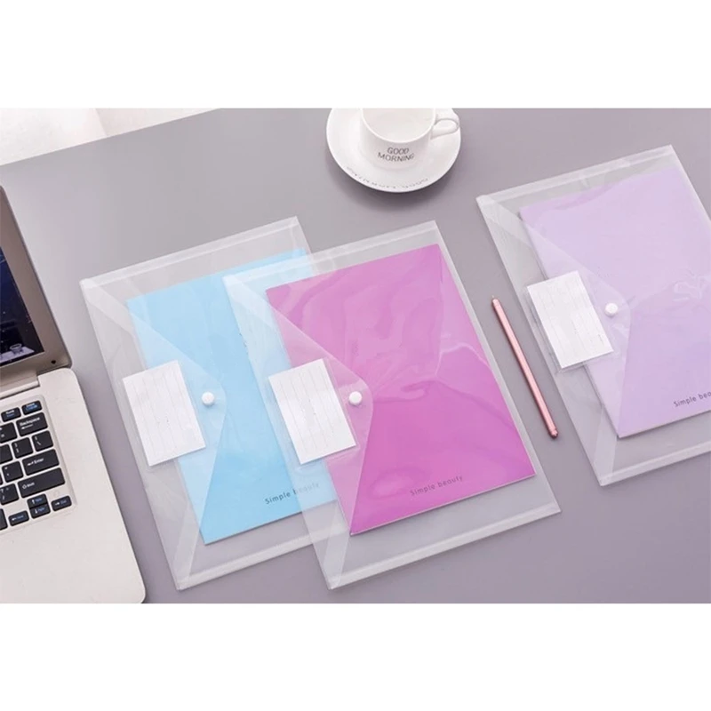 30 Pack Clear Plastic Envelope with Snap Closure Folder Document Folders A4 File Envelopes with Label Pocket for School