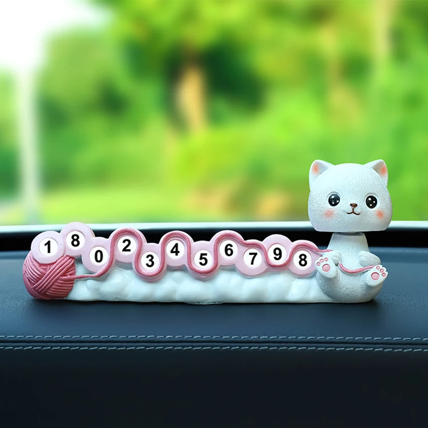 

Car Interior Puppy/ Kitten Decoration Ornament with 11-Digit Combination Number Display, Resin Desktop Decoration for Office