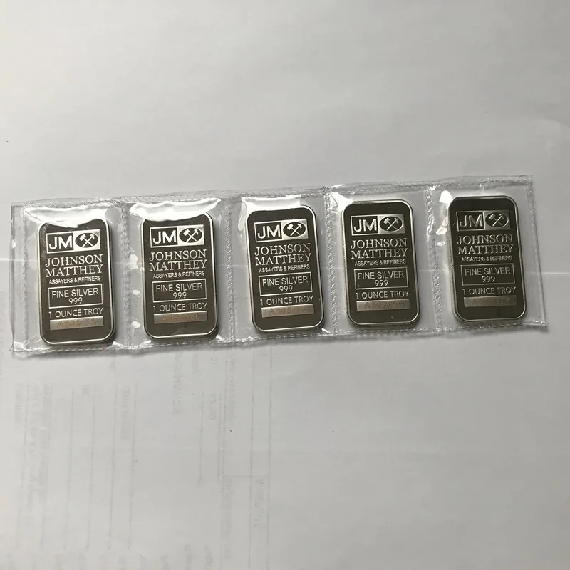 5 шт. немагнитные монеты Джонсон матрель 1 унция посеребренный значок вакуумные