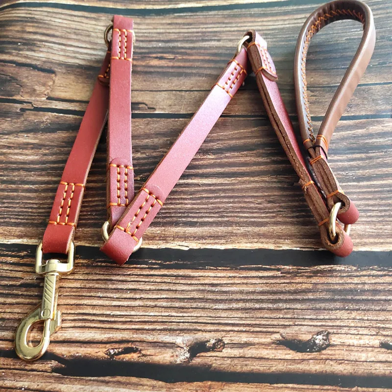 Поводок для собак из натуральной кожи с пятью узелками тренировочные тросы