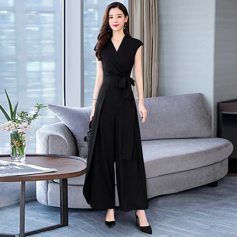 

Women's short-sleeved suit 2021 new summer temperament loose wide-leg pants fashion V-neck two-piece suit