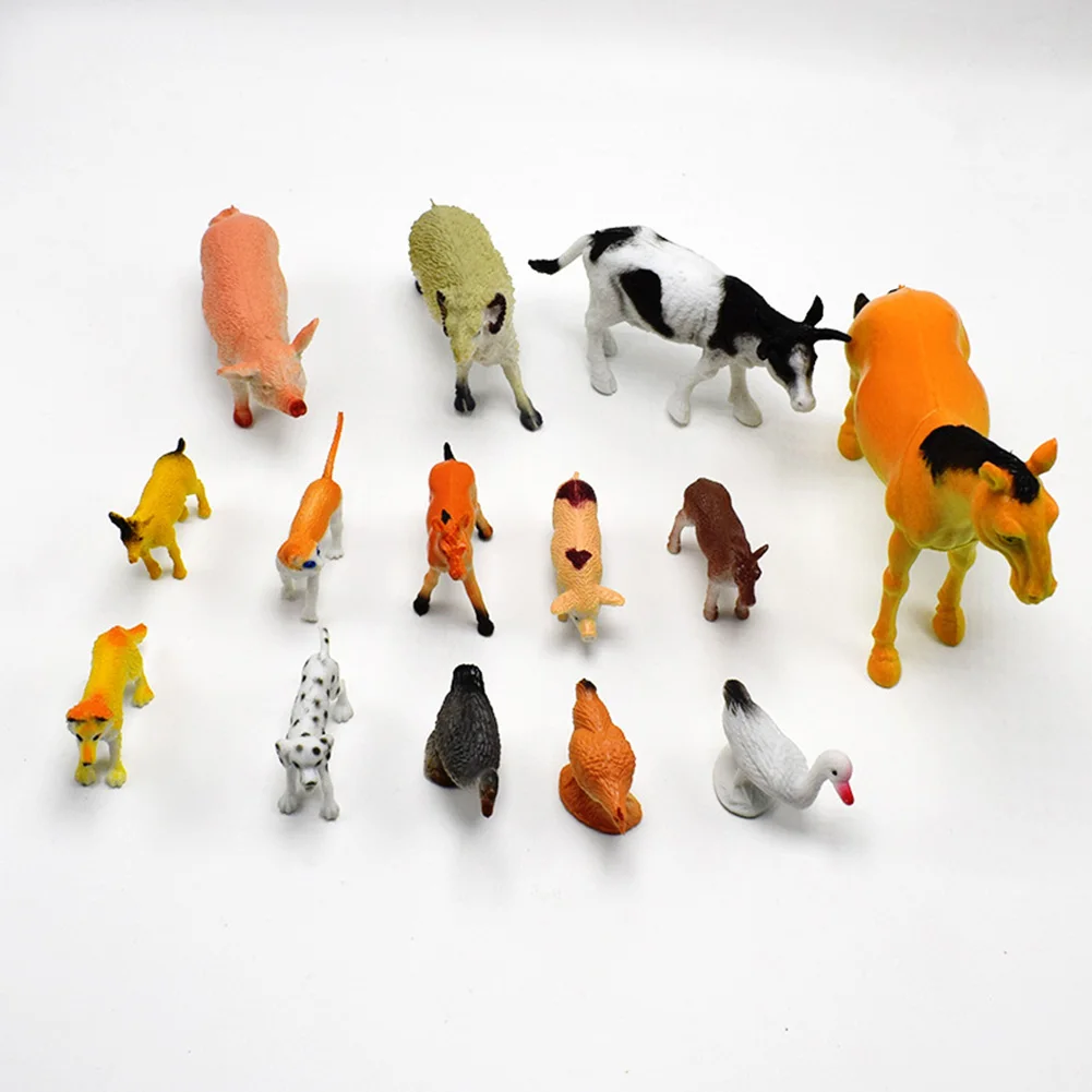 14Pcs PVC Realistic Farm Animal Model Horse Sheep Pig Duck Goose Figure Toy | Игрушки и хобби