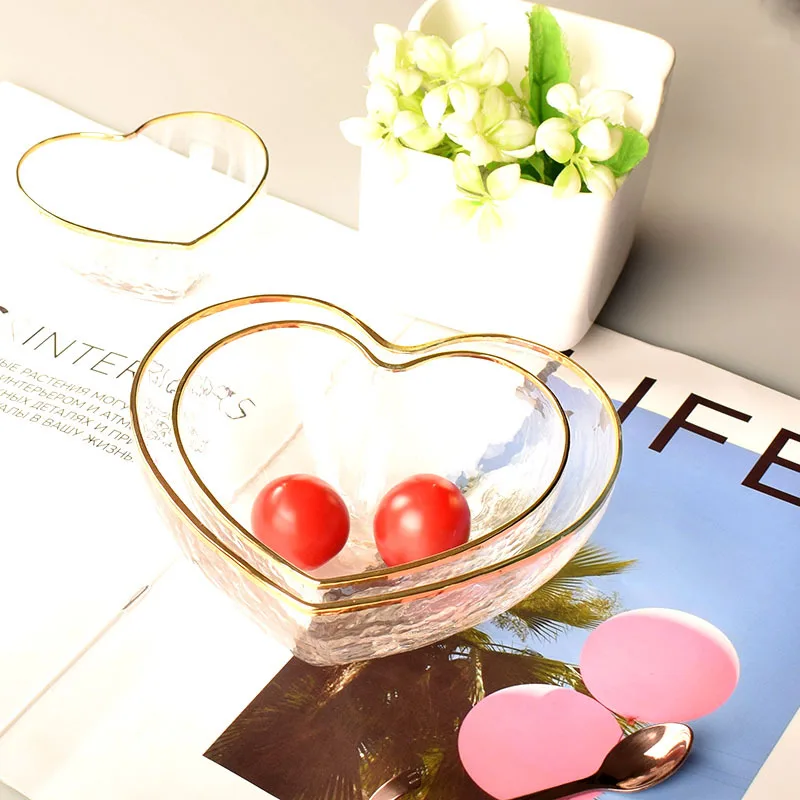 Сетчатая красная Салатница из хрустального стекла без свинца в форме сердца