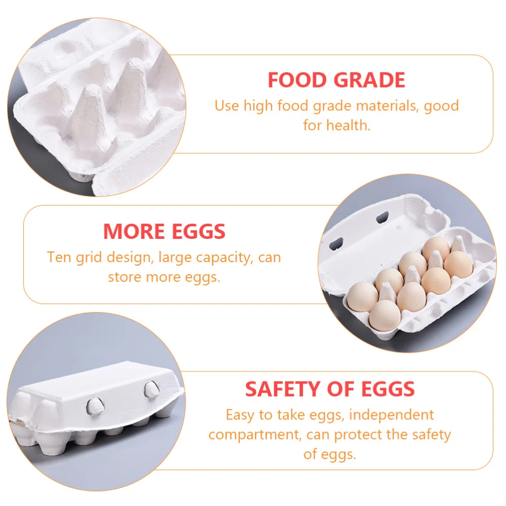 

10pcs Ten Lattices Egg Storage Holders Egg Storage Boxes Egg Boxes (White)