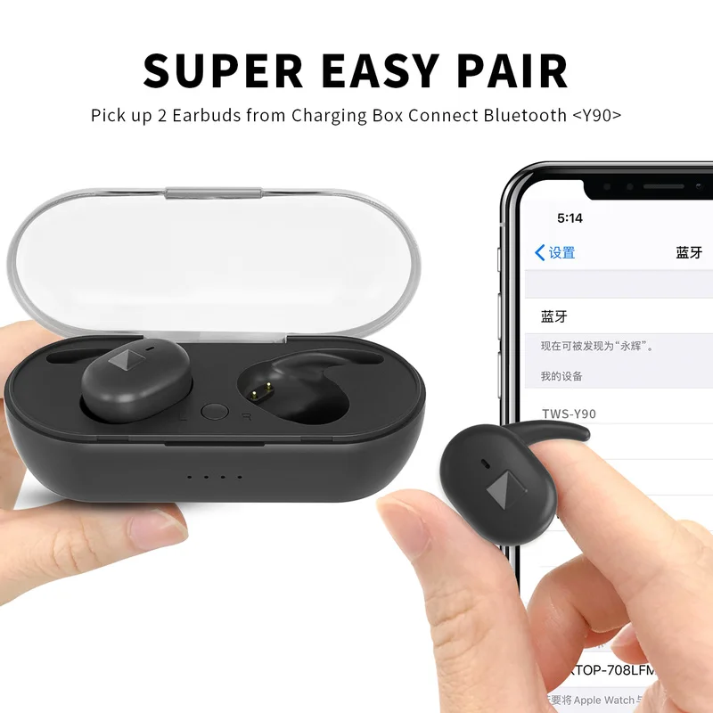 

TWS-стереонаушники Y90 с поддержкой Bluetooth и защитой от шума