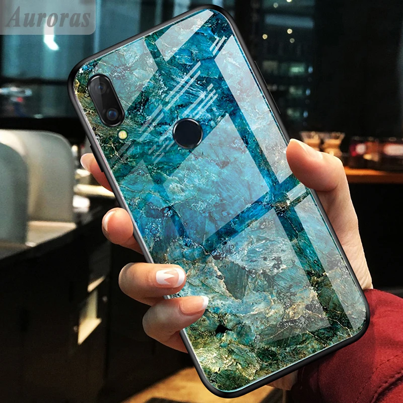 Auroras чехол из закаленного стекла для Realme 3 Pro с мраморным принтом мягкого ТПУ