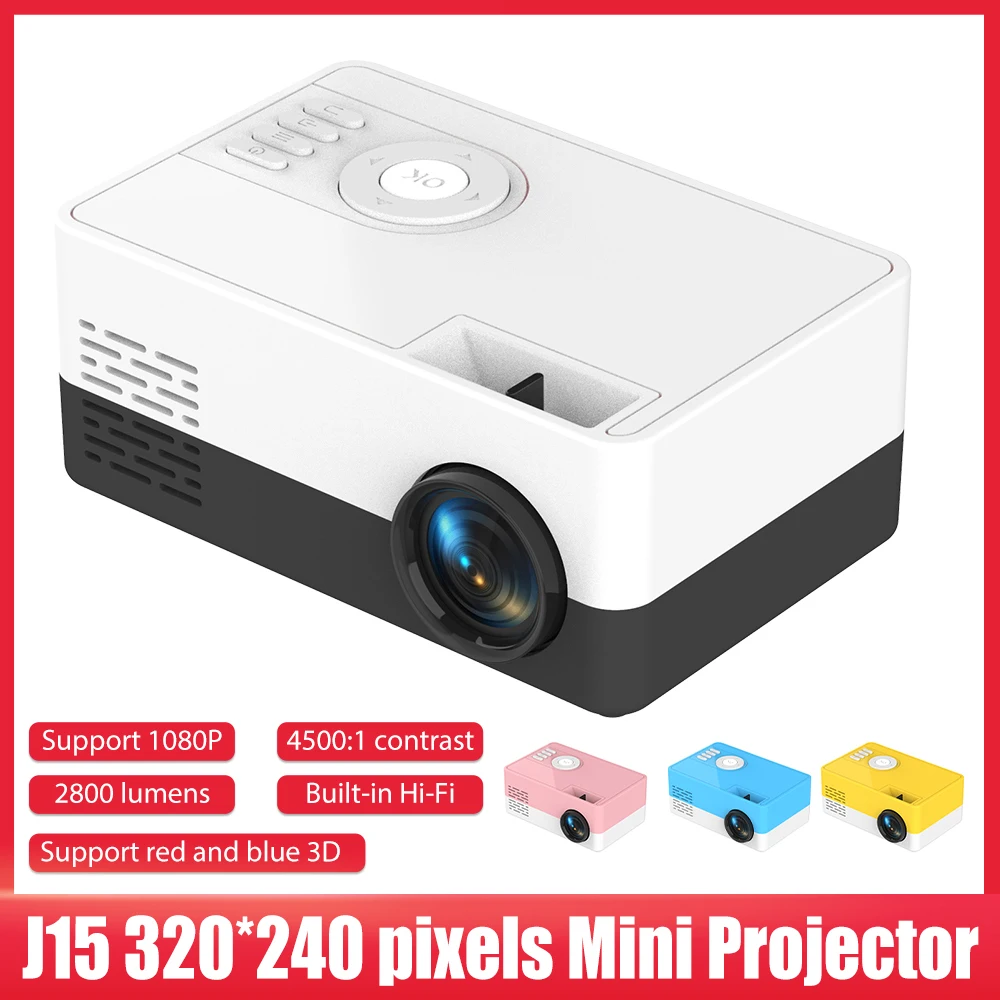 

Mini Projector 320x240 Pixels Support 1080P USB Portable Projector Home Kids HDMI-Compatible Media Player for Camping Party