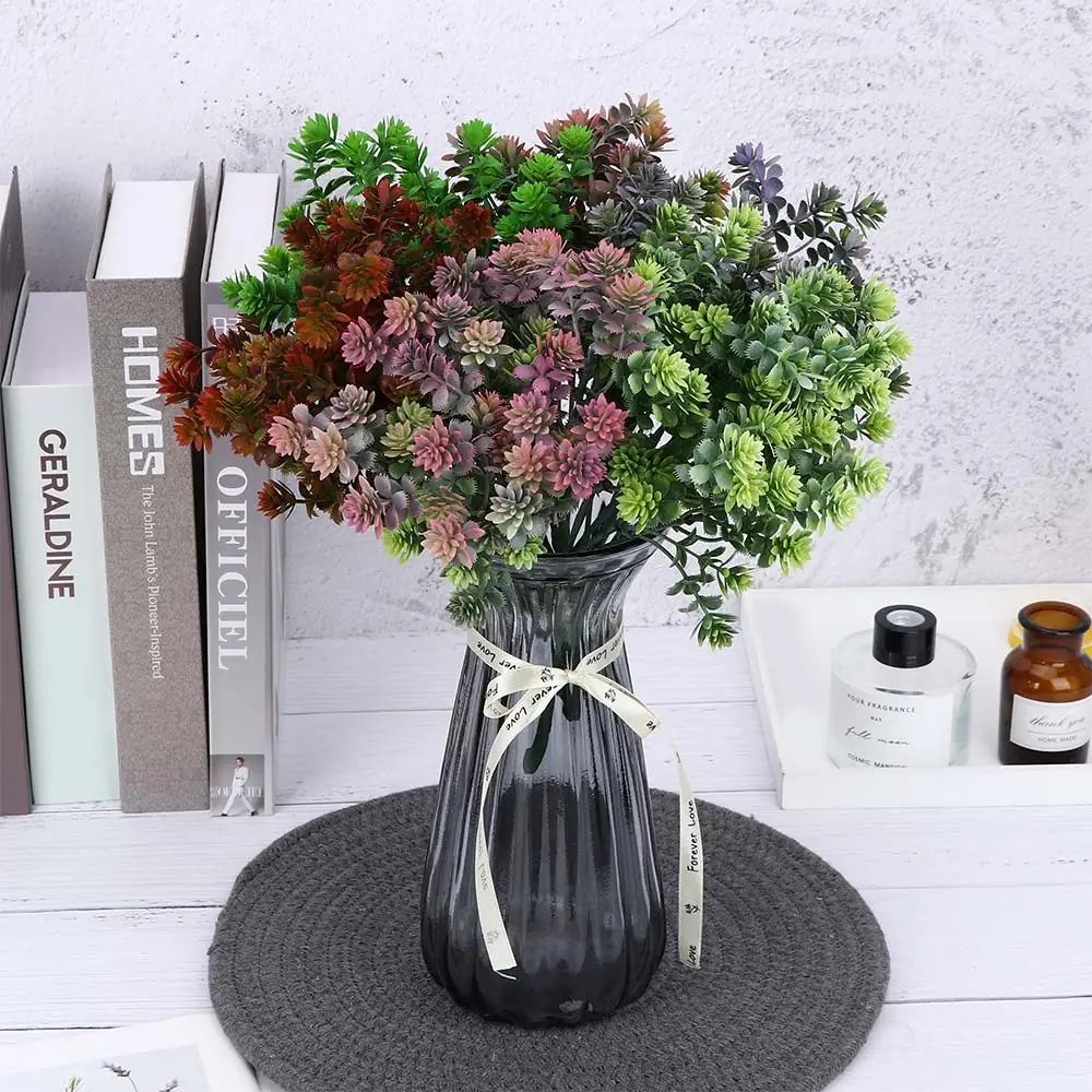 7 вилок 28 головок искусственный суккулент осенние листья гуанинь Лотос трава