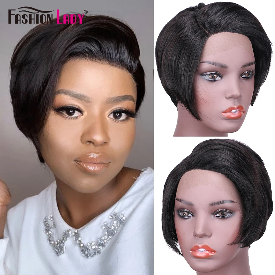 Short Pixie Cut Wig Cheap Human Hair Lace Wigs For Women Side T Part Lace Wig Natural Human Hair Remy Straight Brazilian Wigs