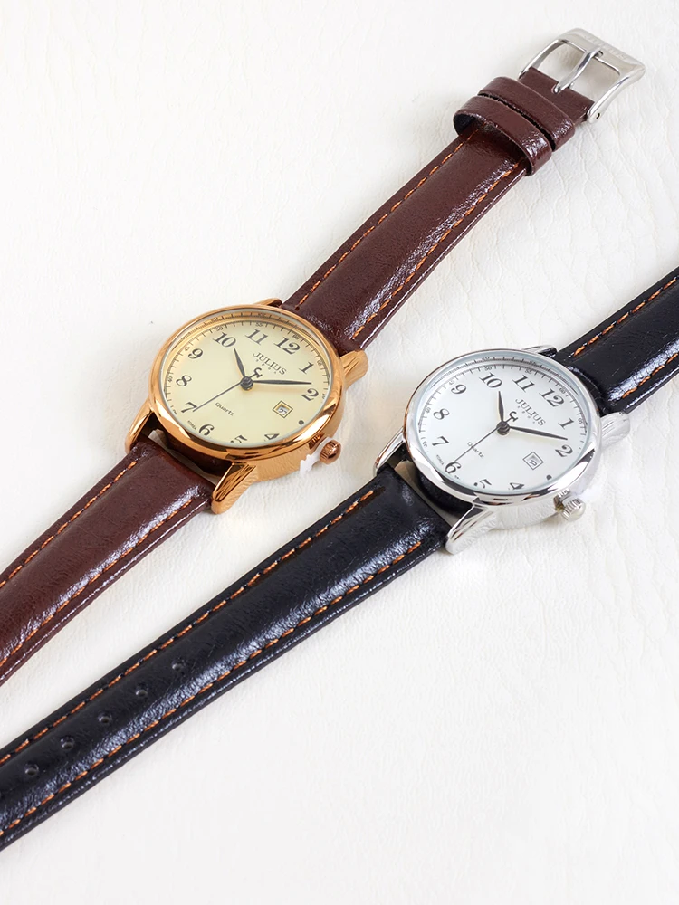 Top Julius Women's Watch Japan Quartz Hours Auto Date Fine Fashion Woman Clock Real Leather Strap Girl's Retro Birthday Gift Box |