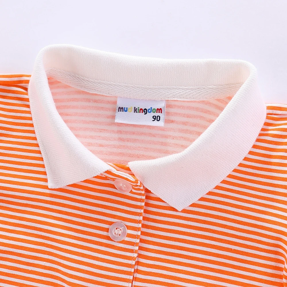 

LittleSpring Girls Stripes T-Shirts Candy Color Turn-Down Collar Cute Summer Long Shirts
