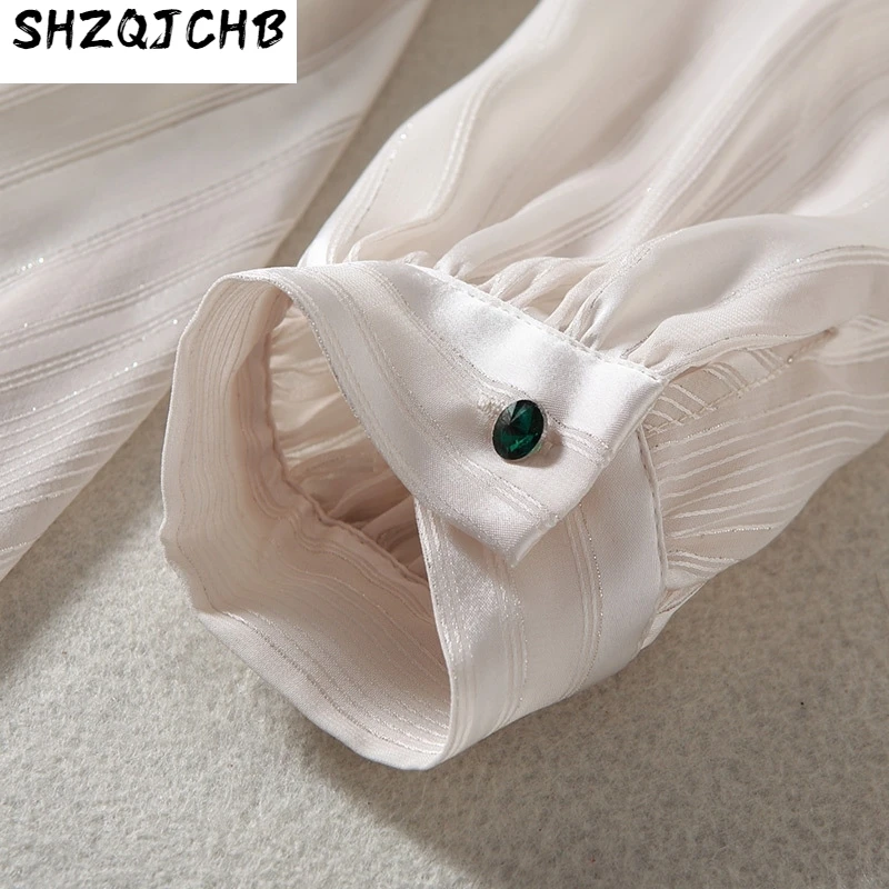 

JCHB 2021 New Fashion Women Autumn Tie Collar Dress Women Long Sleeve Casual Patchwork Party Elegant Dresses Vestidos LX1849