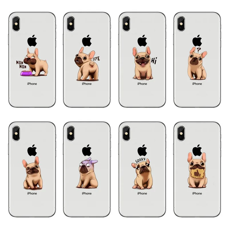 Мягкий чехол из ТПУ с изображением милого французского бульдога для iPhone 5 5S 6 6S Plus 7