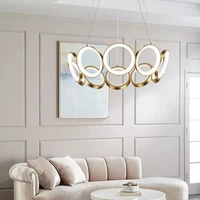 living room home high end chandelier modern minimalist atmosphere creative personality italian designer golden ring light
