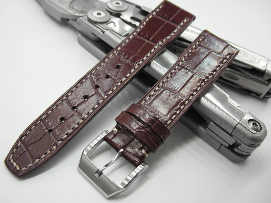 New Upscale Alligator leather strap high quality watch belt Handmade wristband Calfskin watchbands pin buckle leather strap 20mm