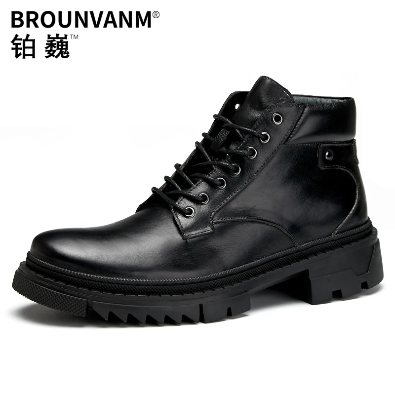 

autumn winter British retro men shoes all-match cowhide mens steel toe boots Genuine Leather Riding boots cowboy boots male