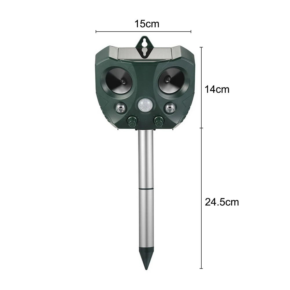 

Solar Powered Ultra Sonic Bird Snake Dog Scarer Repeller Infrared Light Sound Sensor Deterrent Outdoor Garden Animal Repellent