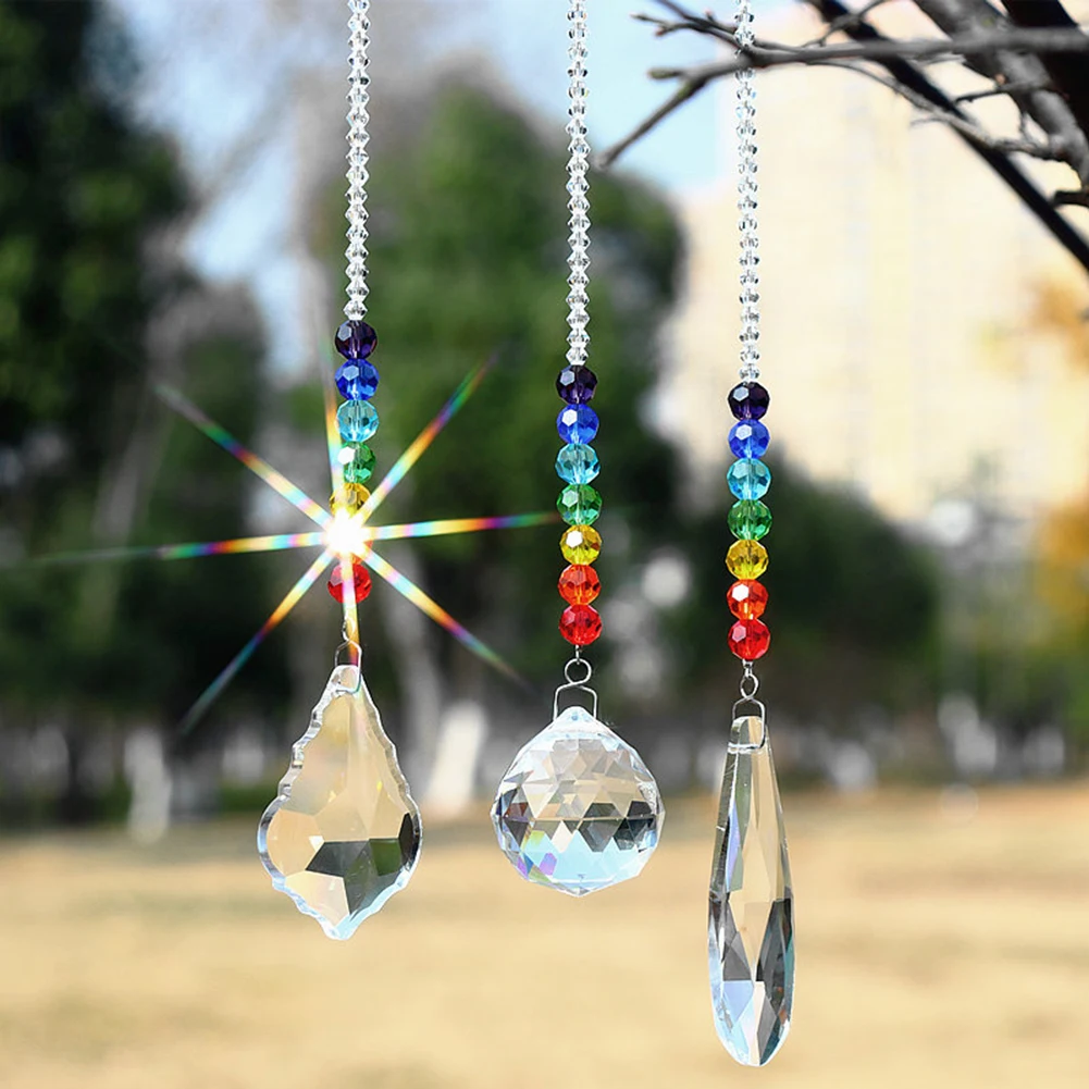 

Shiny Crystal Prism Ball Chakra Beads Rainbow Maker Chandelier Window Hanging Ornament Home Wedding Party Decor