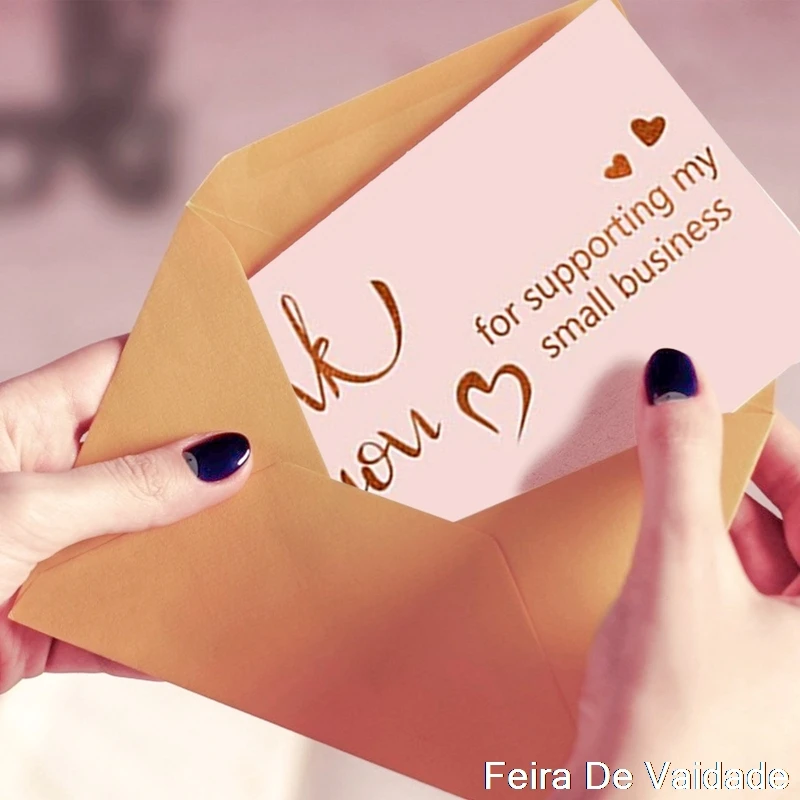 

50Pcs Pink Thank You for Supporting My Small Business Card Thanks Greeting Card Appreciation Cardstock for Sellers Gift