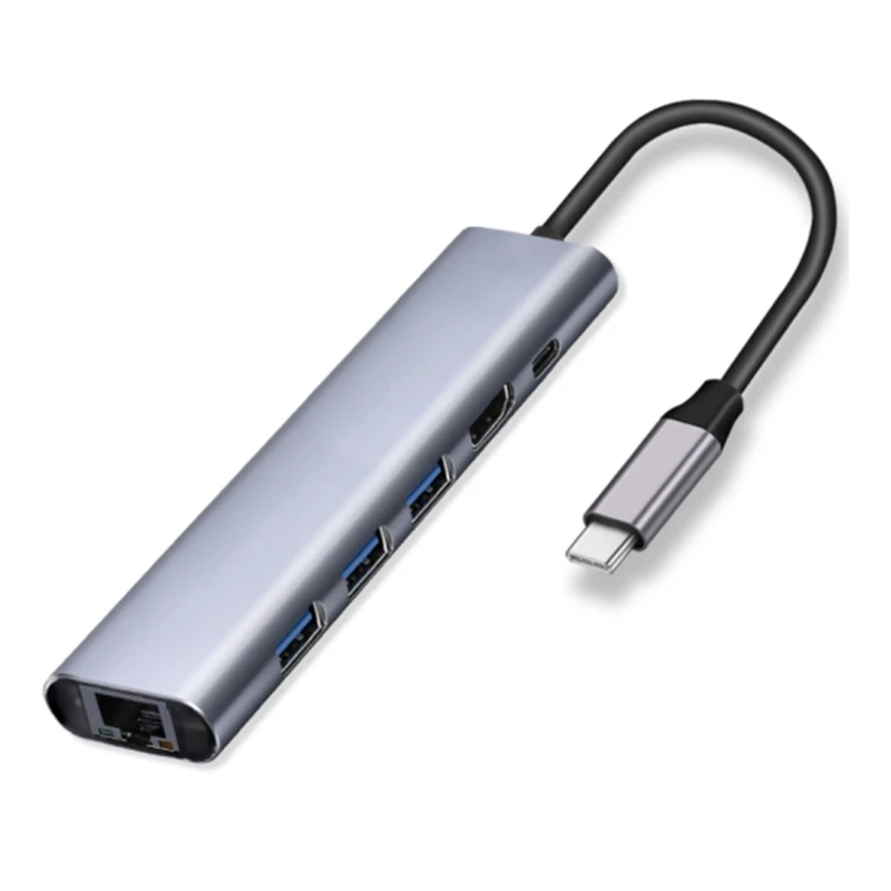 Док-станция 67JA 6 в 1 USB 1000 Тип C к 4K HDTV RJ45 3 0 M LAN Ethernet с PD адаптером разветвитель |