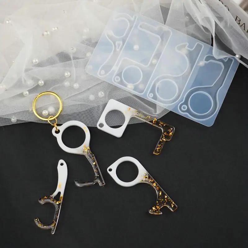 

DIY Epoxy Resin Contactless Keychain Silicone Mold Jewelry Fillings Pendant Accessories Charms Handmade Cabochon Mould Craft