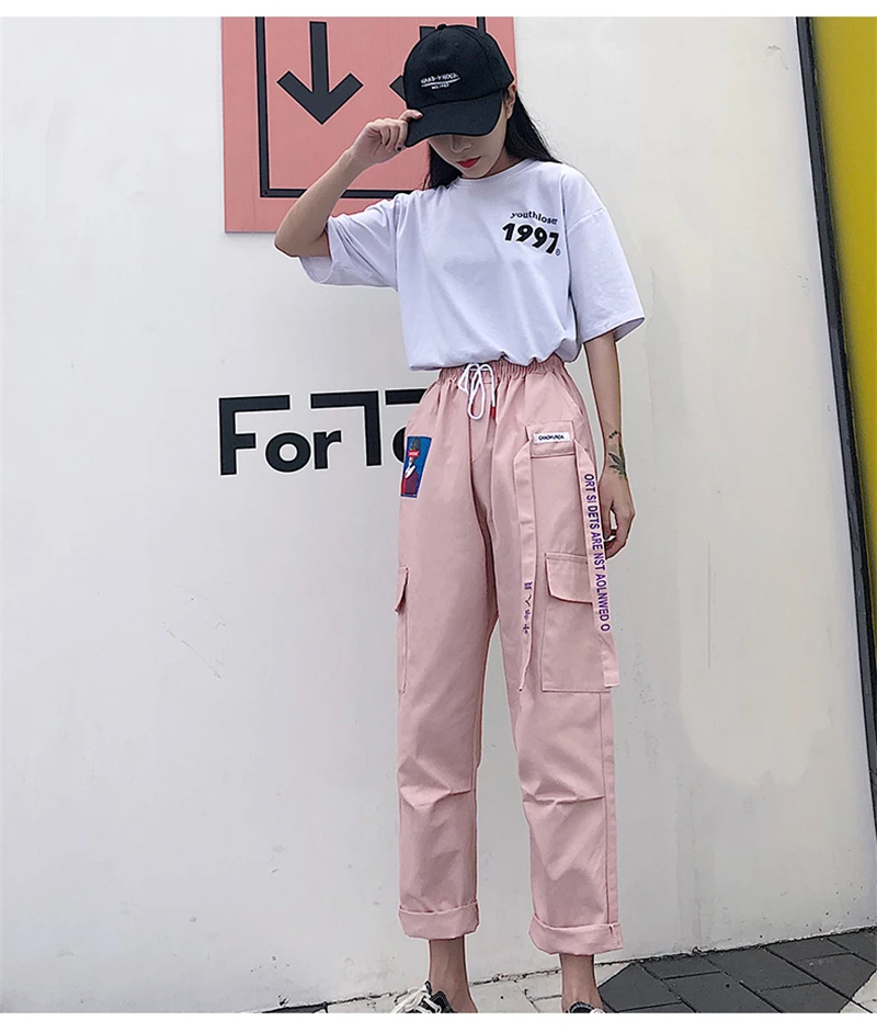 Shellsuning/комбинезон с буквенным принтом штаны Женская свободная уличная одежда