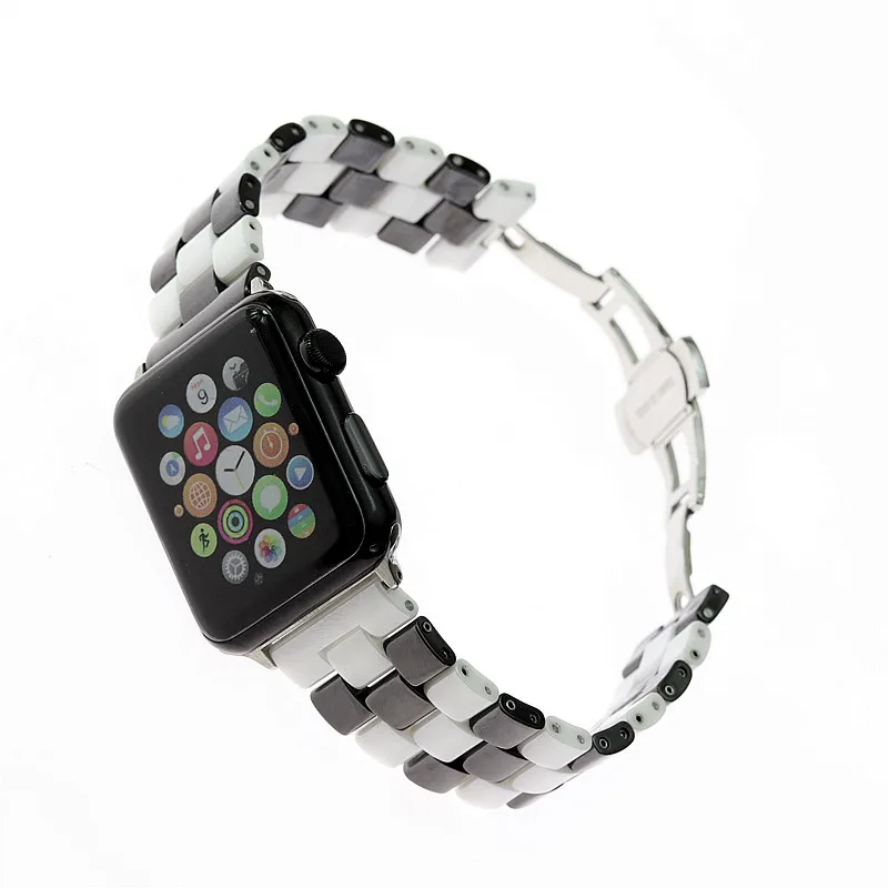 Спортивные Керамика бабочка петля ремешок для наручных часов Apple Watch 4 полосным 44 мм/40 мм наручных часов iwatch серии 4/3/2, ремешок 42 мм, 38 мм, версия соединитель на запястье браслет ремень