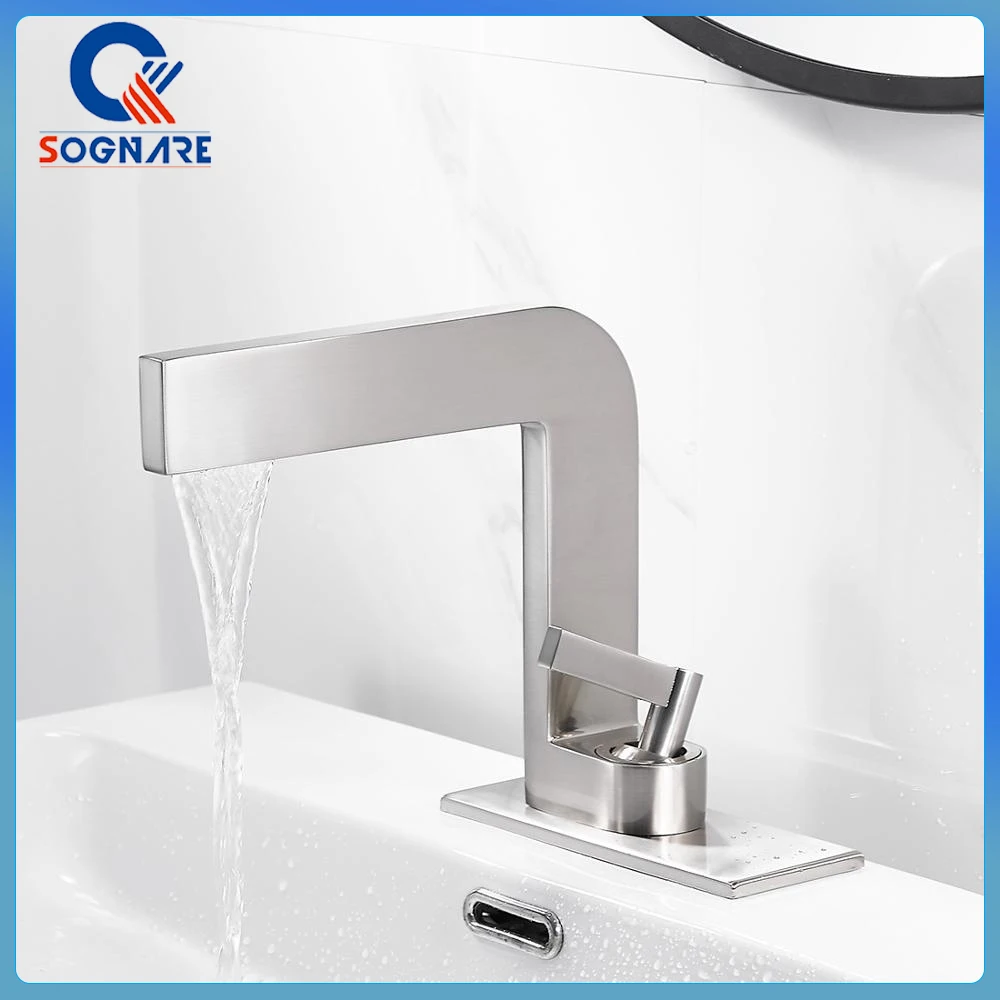 

Basin Faucet Bathroom Sink Faucet Single Handle Hole Brushed Nickel Faucet Basin Taps Deck Wash Hot Cold Mixer Tap Crane News