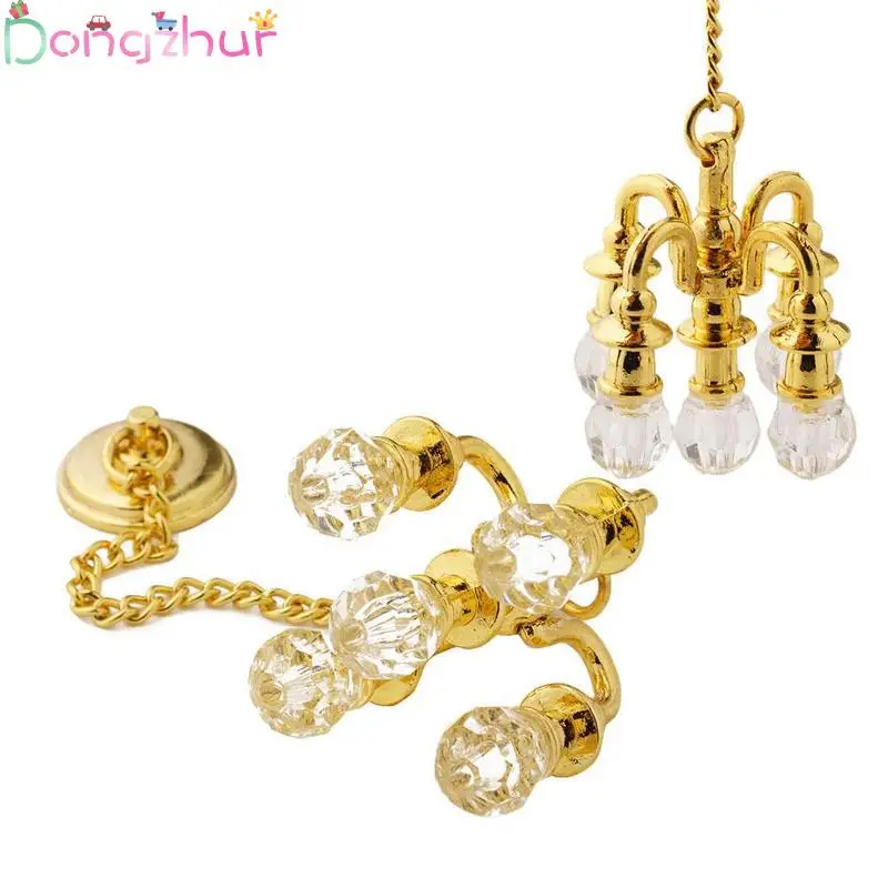 1:12 миниатюрная мебель для кукольного домика аксессуары сцены хрустальная лампа