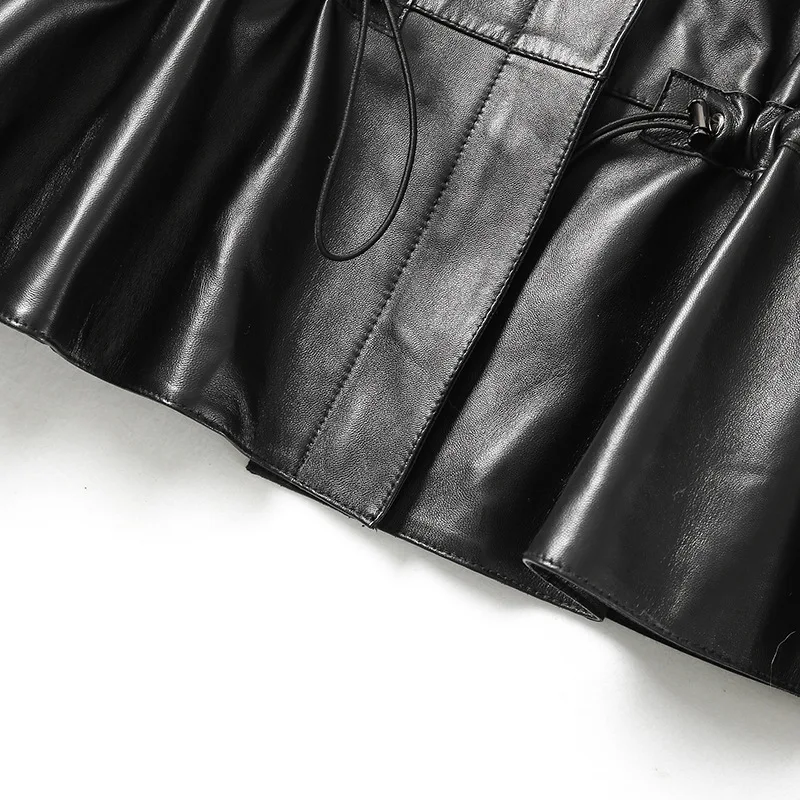 Женская куртка из натуральной овечьей кожи винтажная в Корейском стиле модель 100%