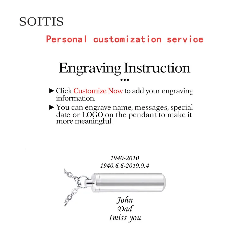 SOITIS Сделай Сам индивидуальный персональный сервис для ожерелья урны с лазерной
