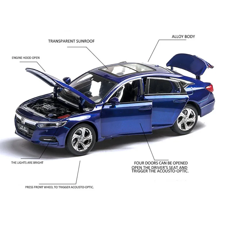 1:32 модель Honda Accord Модель литья под давлением звук и светильник для автомобиля