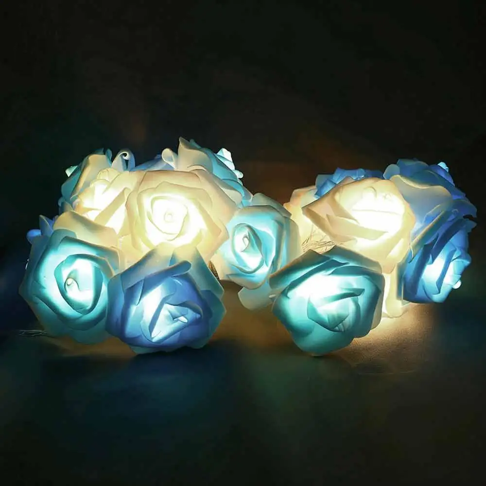 EU 3.7M 20LED Blue Вечерние гирлянды 1,2 м, 10 светодиодов 3,7 м, 20 светодиодов, гирлянды в виде цветов розы, лампы для внутреннего/наружного свадебного украшения, товары для нового года - Цвет: EU 3.7M 20LED Blue