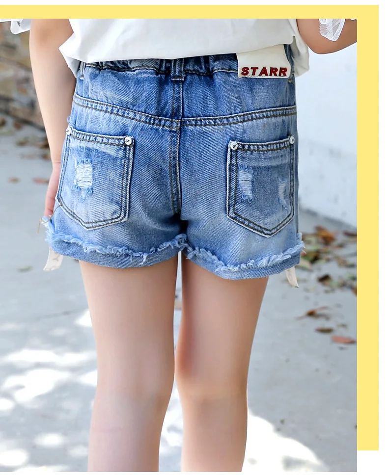 Лето 2021 детская одежда шорты для девочек повседневные джинсовые с дырками