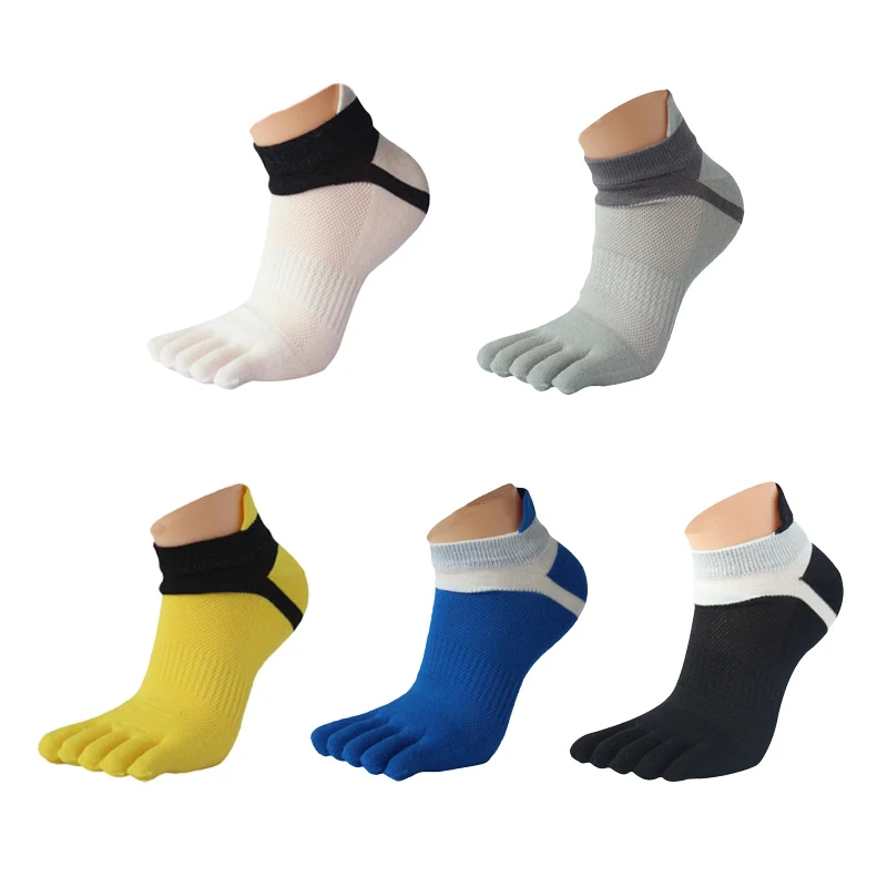 

Wholesale Five-finger Socks Men's Boat Socks Cotton Spring Summer Autumn Sports Mesh Solid Color Independent Packa