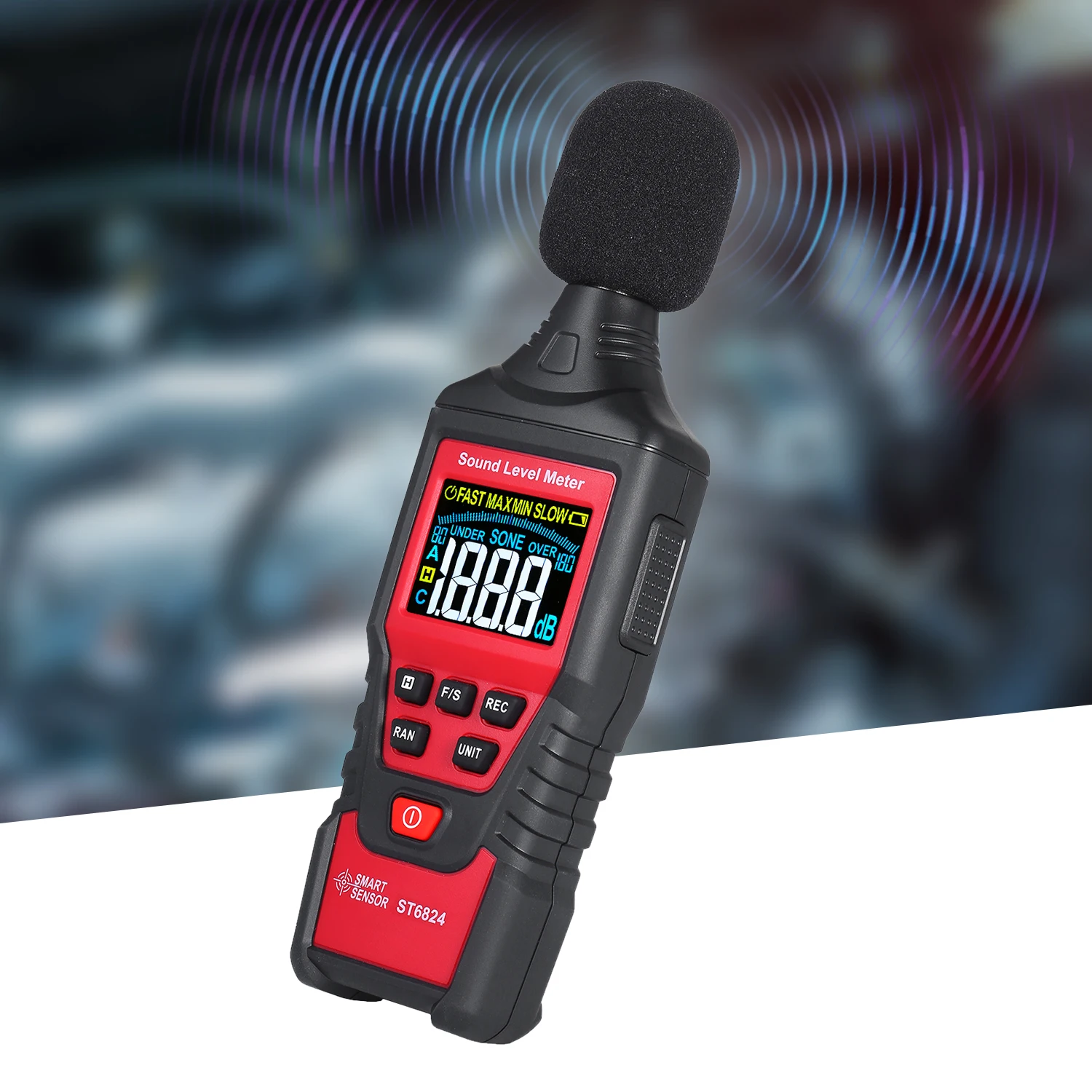 Цифровой измеритель уровня шума ST6824 умный детектор с ЖК дисплеем и цветным