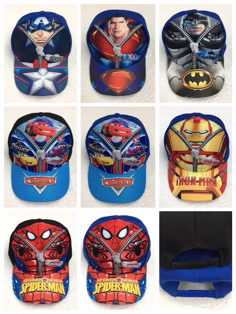 

2021 Disney for American captain iron man spider car Superman cartoon hat sun visor cap children's 3D baseball cap