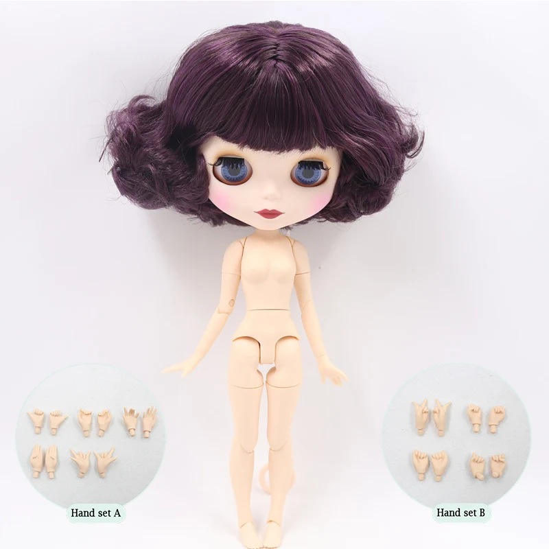 A doll with hand AB ICY Nude Blyth кукла на заказ № BL135/950 фиолетовый микс каштановые волосы белый цвет кожи 1/6 bjd, pullip, licca, jerryberry - Цвет: A doll with hand AB