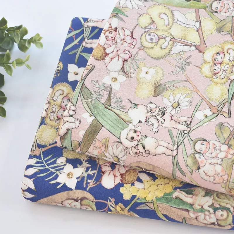 

0,5 метров хлопчатобумажная ткань с мультяшным принтом эльфа для детской юбки платья DIY летняя одежда сумка ручной работы Художественная тка...