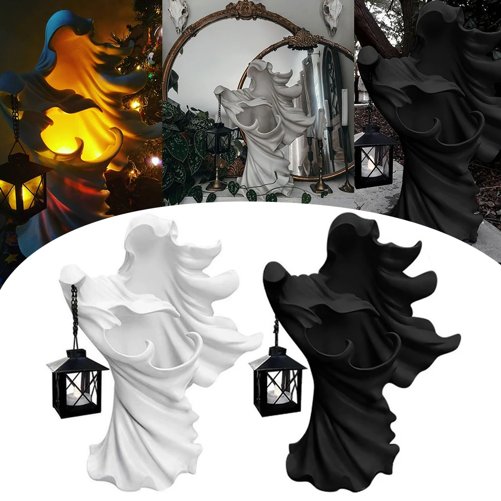 

Faceless Ghost Sculpture Halloween Ghoul Resin Sculpture Decoration Hell Messenger with Lantern Outdoor Festival Sculpture