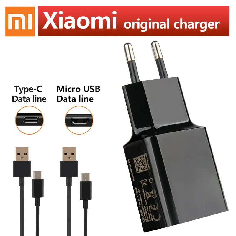 Оригинальное зарядное устройство Xiaomi 5 В 2 А кабель Mirco USB Type C для Redmi 3S 3X Note 3 PRO 8 8A 6A