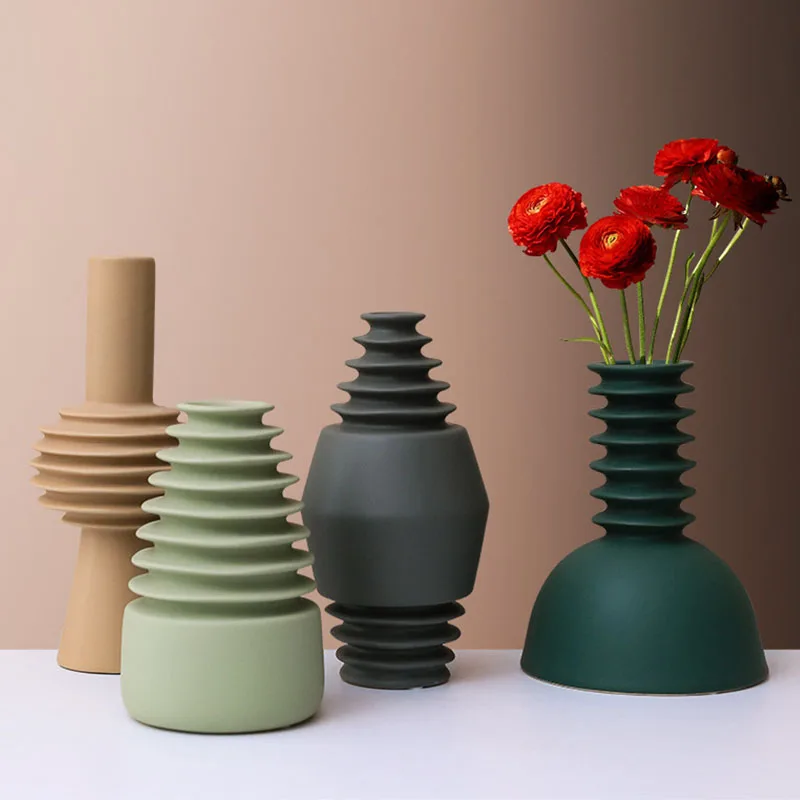 

Nordic Contracted Industrialstyle Screw Ceramic Vase Hydroponic Device Desktop Crafts European Home Decoration Wedding Gifts