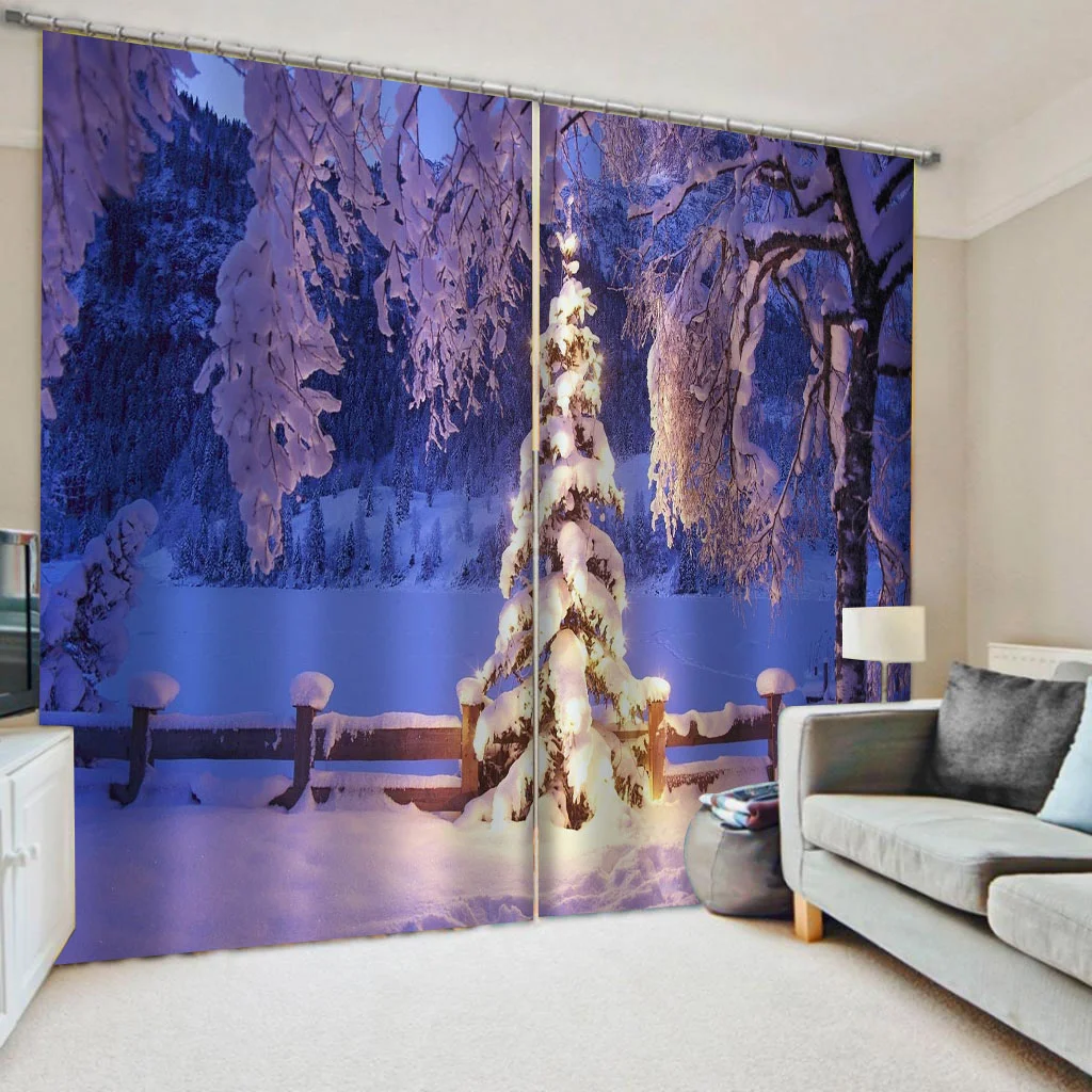 

Beautiful Dream Scenery Curtain Blackout Printing Living Room Bedroom Curtains Purple 3D Drapes For Kitchen Door