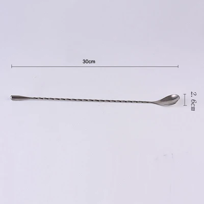 30cm 4 размера высокое качество нержавеющая сталь барные инструменты ложка для смешивания коктейлей спиральный узор бар Teadrop ложка для перемешивания Ложка инструменты бармена - Цвет: 30cm