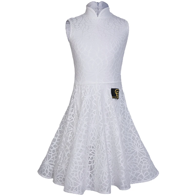 

New Latin Dance Dresses For Girls White Lace Dress Kids ChaCha Salsa Show Dress Practice Competition Costume White Dress BL2445
