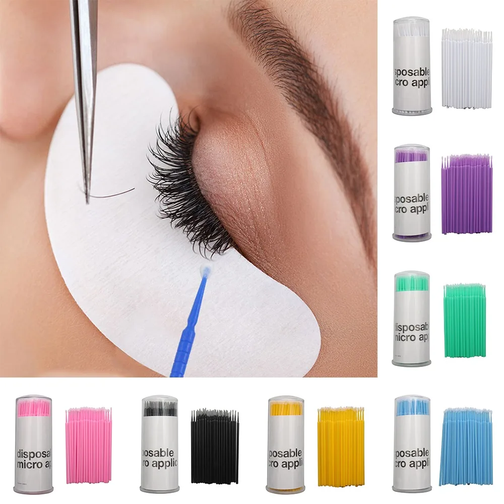 

100Pcs Disposable Eyelash Brushes Eyeliner Swab Microbrushes Eyelash Extension Tools Individual Eyelashes Removing Tools Makeup