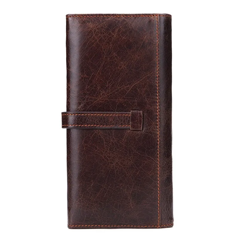 Fashion retro luxury natural genuine leather men's and women's universal multi-function long wallet Multiple card slots wallet