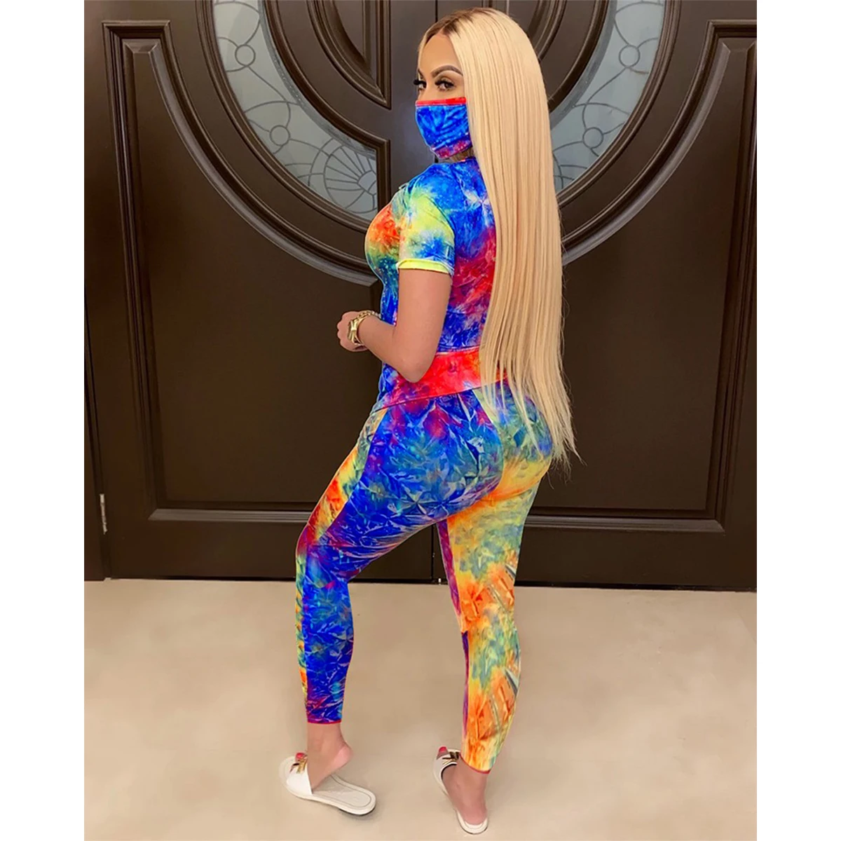 

Tie-Dye 2 Piece Clothes Set Women Summer Casual Two Piece Sportswear Outfit for Women Sweat Suit Short Sleeve Top and Shorts Set