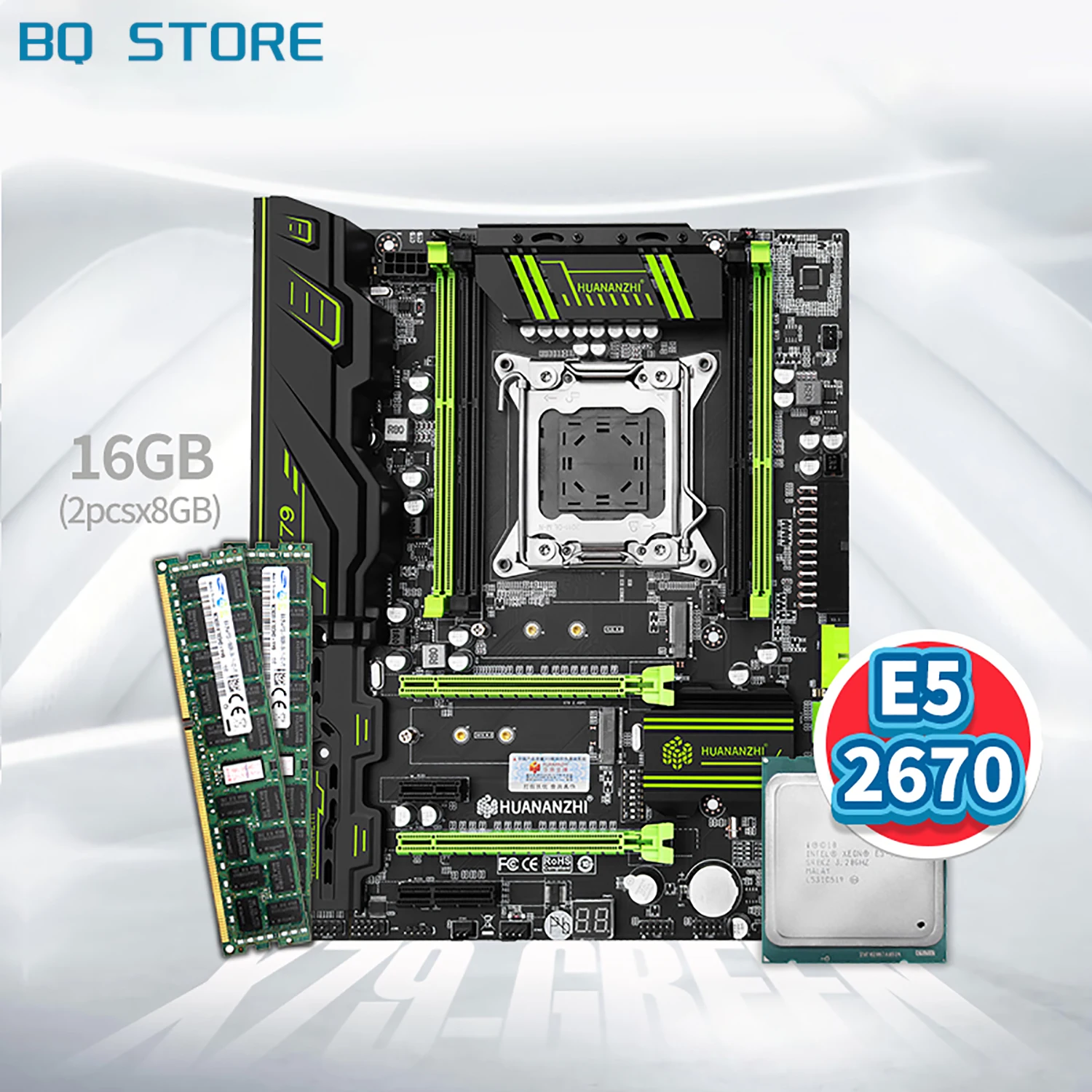 HUANANZHI X79 зеленая 2 49 материнская плата с Intel XEON E5 2670 2*8G DDR3 RECC память комбинированный