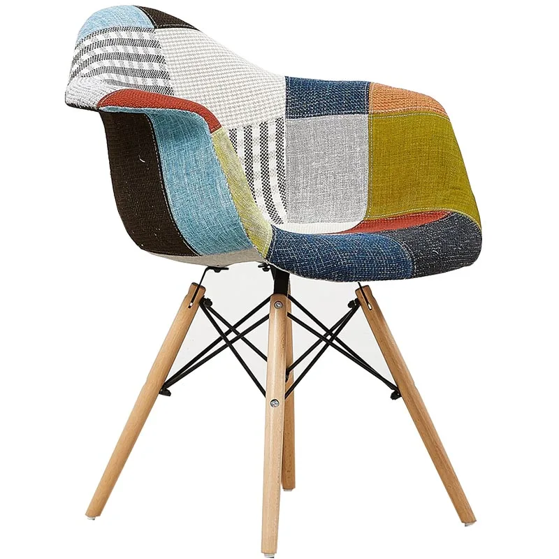 Скандинавские креативные тканевые пластиковые стулья из цельного дерева кресло